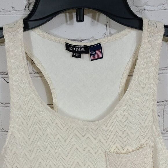Zunie Beige Chevron Lace Panel Sheath Tween Dress Girls 16 Sleeveless Tank Boho - Picture 5 of 10